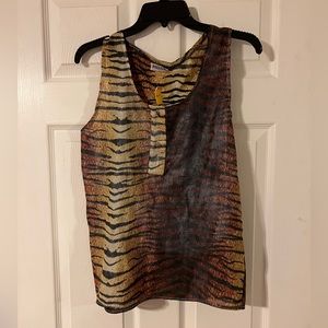 Vintage prezzia tiger stripe tank top big cat animal print